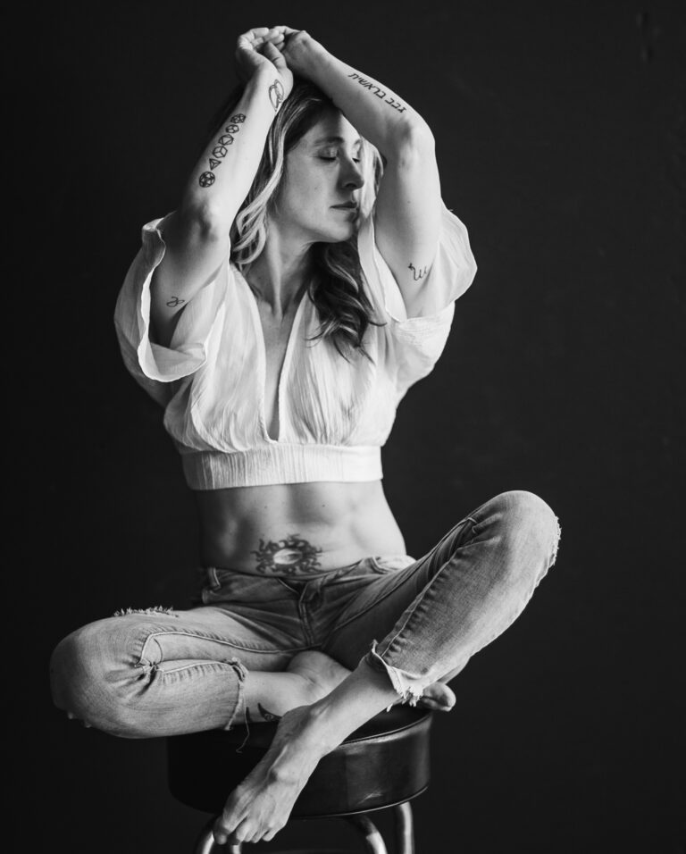 Female entrepreneur working on a laptop for a lifestyle branding storytelling shot